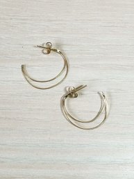 Vintage 14k Gold Delicate Semi Hoop Earring Studs  (DL116)