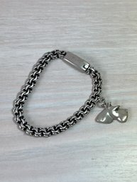 Vintage Sterling Silver Chain Bracelet With Dogs Head Charm  (DL119)