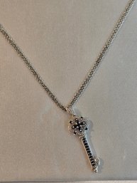 Zales Blue Sapphire And Diamond Key Necklace (ED2)