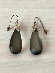 Vintage Alexis Bittar Lucite Gray/black Dangle Earrings  (DLM127)