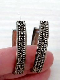 Vintage Sterling Silver Lois Hill Ornate Open Hoop Earrings    (DLM128)