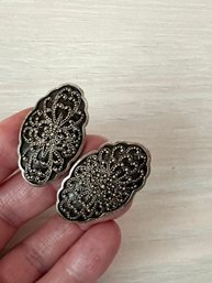 Vintage Sterling Silver Lois Hill Ornate Stud Earrings    (DLM129)