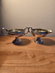Vintage Crown Sterling Cream & Sugar Bowl Set (ED14)