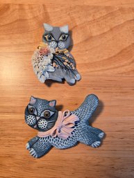 Pair Of Galina Rein Porcelain Cats (ED21)