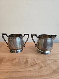 Sterling Silver Creamer & Sugar Set (EL36)