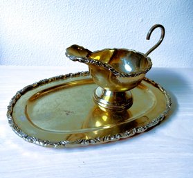 Vintage Alpaca Silver Sauceboat And Tray   (DI 136)