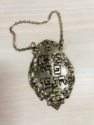 Vintage 800 Silver Shabbat Wine Bottle Neck Label   (DI 140)