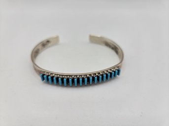 Sterling Silver And Turquoise Cuff (ED52)