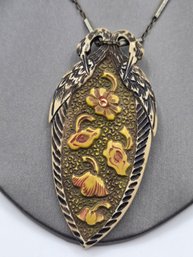 Antique French Celluloid Carved Necklace (ED53)