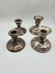 2 Pair Of Weighted Sterling Candle Holders (ED63)