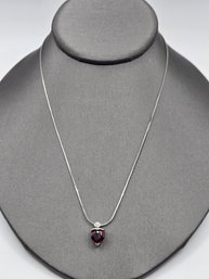 14K White Gold Garnet And Diamond Necklace (ED76)