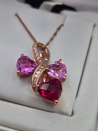 14K Rose Gold Vermeil Ruby Necklace (E2)