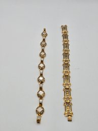Pair Of Goldtone Enamel Spanish Bracelets (EL9)