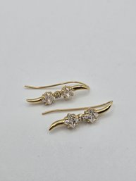 14K Yellow Gold And Diamond Pin Earrings (EL10)