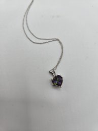 10K White Gold & Mystic Topaz Heart Pendant (EL13)