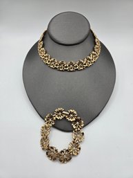 Vintage Crown Trifari Necklace & Bracelet Set (EL14)