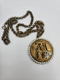 Vintage Miriam Haskell Asian Medallion Necklace (EL17)