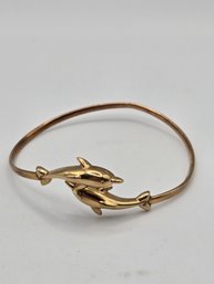 10K Yellow Gold Dolphin Wrap Bracelet (E25)