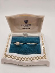 14K White Gold Wedding Band Set (EL31)