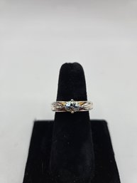Sterling Silver & Aquamarine Ring (EL45)