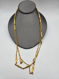 Vintage Crown Trifari Gold Tone Bamboo Necklace (EL53)