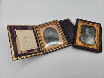 (2) Antique Tintypes In Ornate Gold Finished Frames (EL55)
