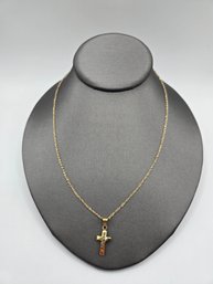 14K Yellow Gold Cross On Chain (EL62)