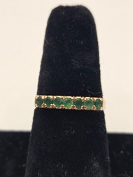 14K Yellow Gold And Emerald Chip Stacker Ring (EL67)