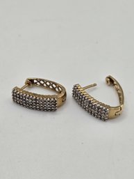 10K Gold And Pave Diamond Earrings(EL75)