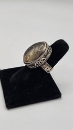 Men's Sterling And Black Rutilated Quartz Ring (EL81)