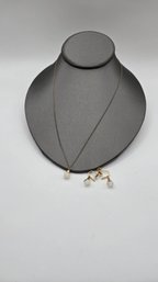 Antique Gold Fill & Floating Opal Earrings And Pendant (EL89)