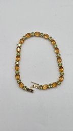 14 Yellow Gold, Citrine And Peridot Tennis Bracelet (EL106)