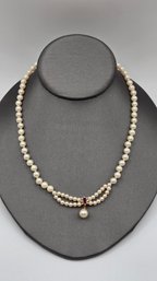 Blue Lagoon (Mikimoto) Pearls With Diamond And Ruby Pendant (EL108)