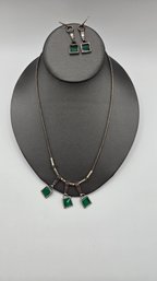 Sterling & Marcasite Necklace And Earring Set (EL109)