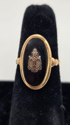 10K Yellow Gold & Black Onyx Crest Ring (EL118)