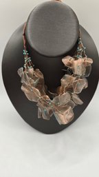 Lety Rayas Fish Scale Hydrangea Necklace (EJ159)