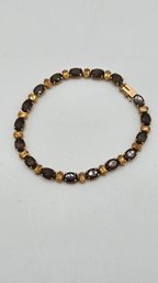 14K Yellow Gold, Quartz And Citrine Tennis Bracelet (EL175)