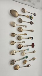 (14) Sterling And Enamel Souvenir Spoons (EL182)