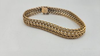 14K Yellow Gold Wide Woven Bracelet (EL188)