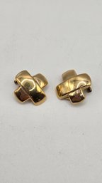 14K Yellow Gold Crosshatch Earrings (EL190)