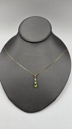 14K Yellow Gold & Peridot Pendant Necklace (EL200)