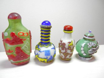 Vintage 4 Glass Snuff Bottles   (DP45)