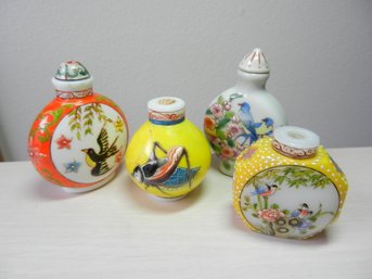 Vintage 4 Embossed Decor Snuff Bottles   (DP52)
