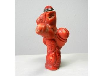 Vintage Unknown Material Carved Buddha Under Tree Snuff Bottle   (DP61)