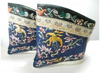 Vintage Blue Silk Overshoes For Bound Feet  Lotus Foot   (DP73)