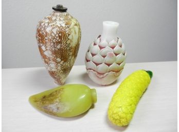 Vintage 4 Miscellaneous Stone And Glass Snuff Bottles   (DP58)