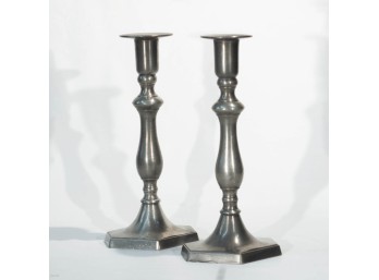 Pair Vintage Pewter Candlesticks