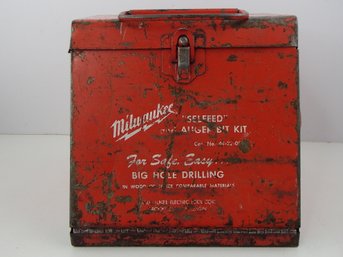 Milwaukee Metal Storage Box With Auger And Self Feed Bits
