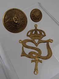 Vintage Swedish Cc Sporrong & Co. Buttons And Cap Badge