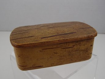 Vintage Birch Wood Hinged Snuff Box